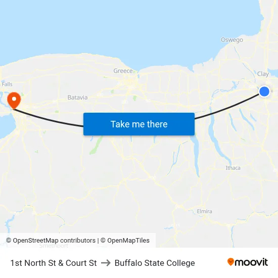 1st North St & Court St to Buffalo State College map