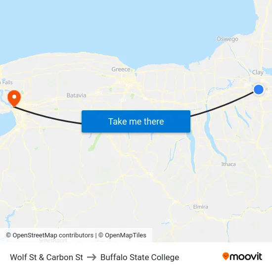 Wolf St & Carbon St to Buffalo State College map