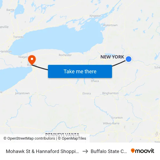 Mohawk St & Hannaford Shopping Center to Buffalo State College map