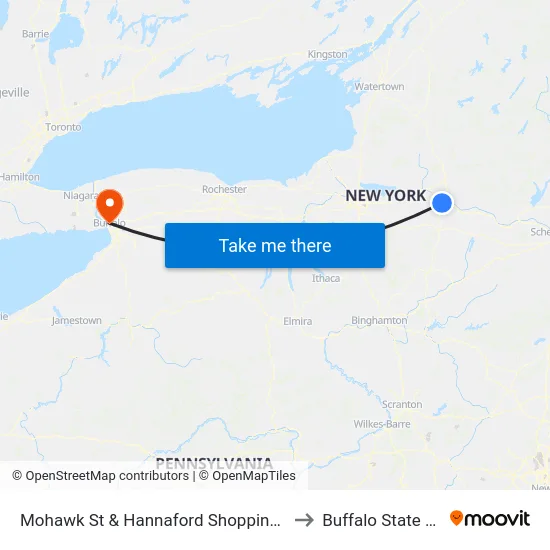 Mohawk St & Hannaford Shopping Center Ex#2 to Buffalo State College map