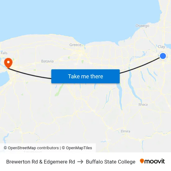 Brewerton Rd & Edgemere Rd to Buffalo State College map