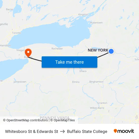 Whitesboro St & Edwards St to Buffalo State College map