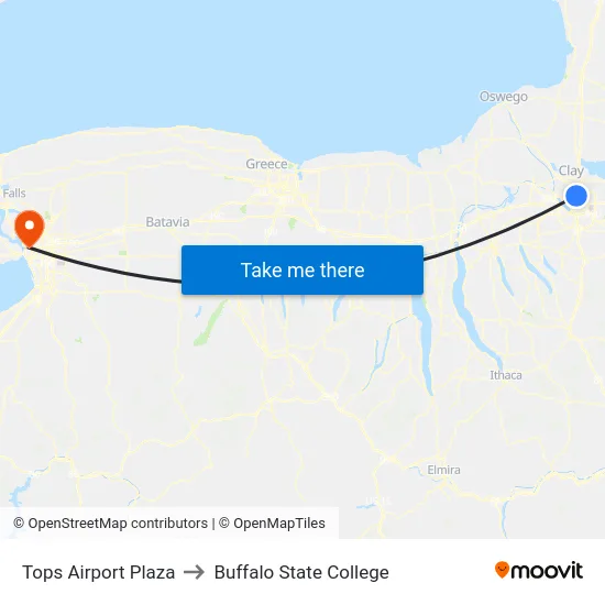 Tops Airport Plaza to Buffalo State College map