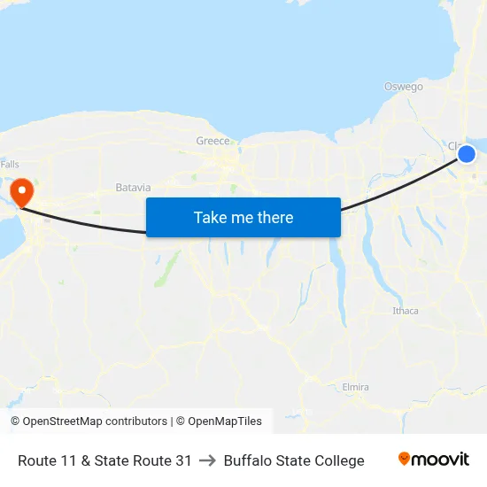 Route 11 & State Route 31 to Buffalo State College map