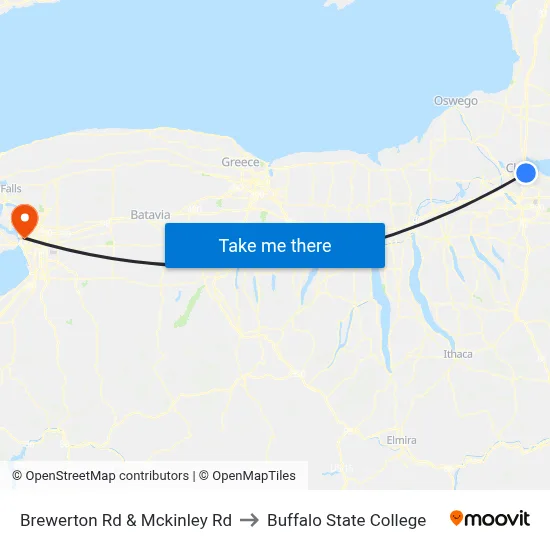 Brewerton Rd & Mckinley Rd to Buffalo State College map