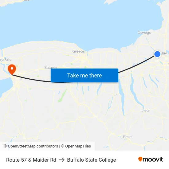Route 57 & Maider Rd to Buffalo State College map