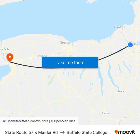 State Route 57 & Maider Rd to Buffalo State College map
