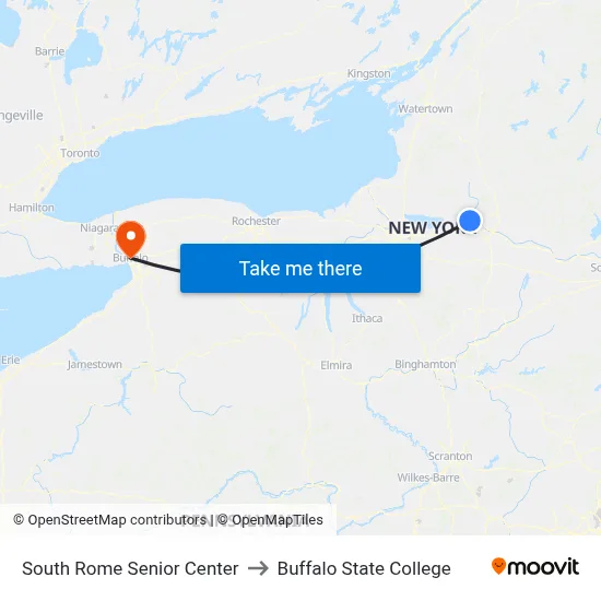 South Rome Senior Center to Buffalo State College map
