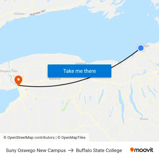 Suny Oswego New Campus to Buffalo State College map