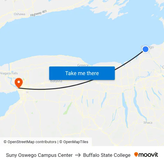 Suny Oswego Campus Center to Buffalo State College map