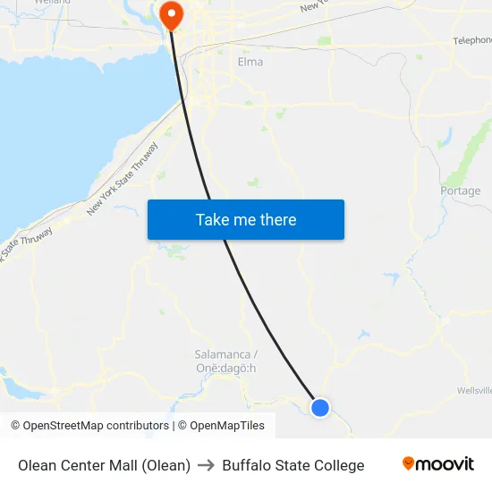 Olean Center Mall (Olean) to Buffalo State College map
