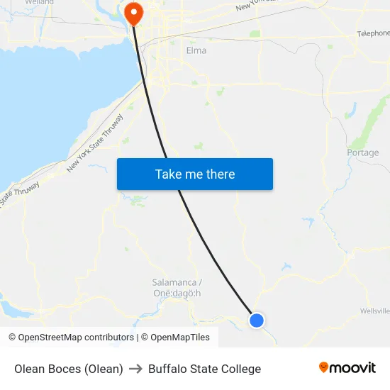 Olean Boces (Olean) to Buffalo State College map