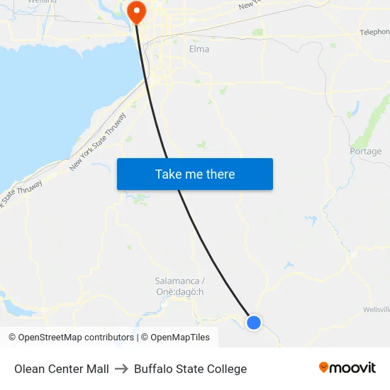 Olean Center Mall to Buffalo State College map