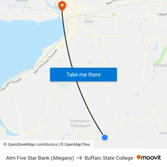 Atm Five Star Bank (Allegany) to Buffalo State College map