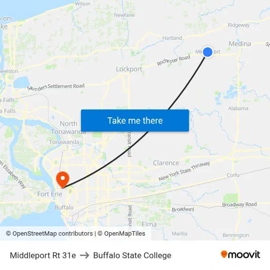 Middleport Rt 31e to Buffalo State College map