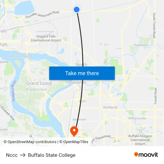 Nccc to Buffalo State College map