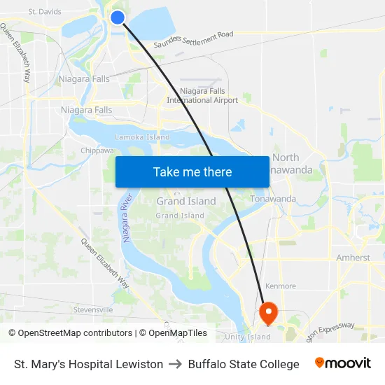 St. Mary's Hospital Lewiston to Buffalo State College map