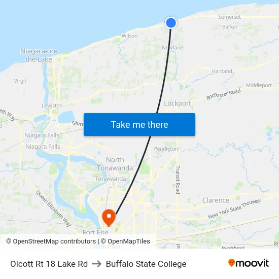 Olcott Rt 18 Lake Rd to Buffalo State College map