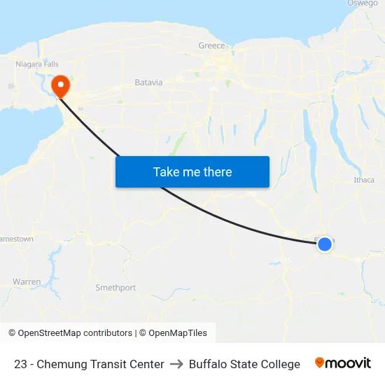 23 - Chemung Transit Center to Buffalo State College map