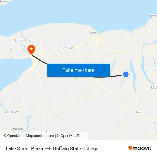 Lake Street Plaza to Buffalo State College map