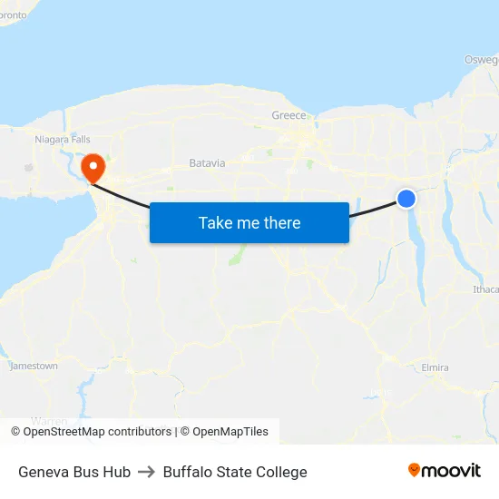 Geneva Bus Hub to Buffalo State College map