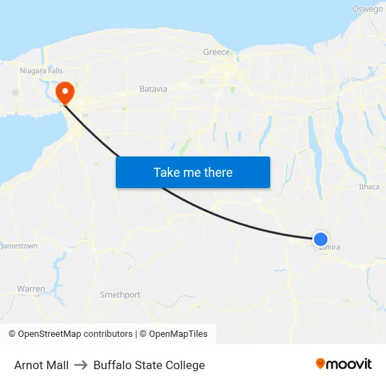 Arnot Mall to Buffalo State College map