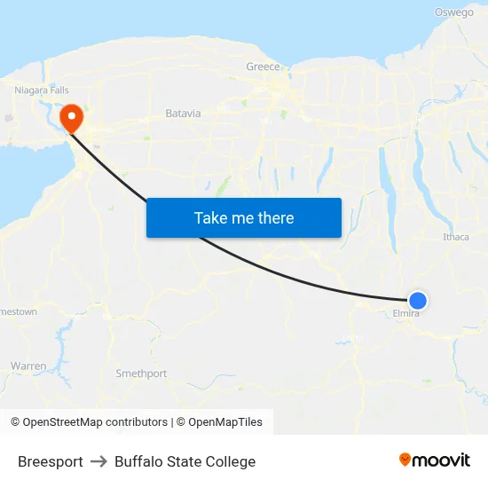 Breesport to Buffalo State College map