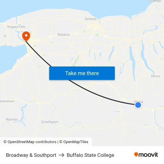 Broadway & Southport to Buffalo State College map