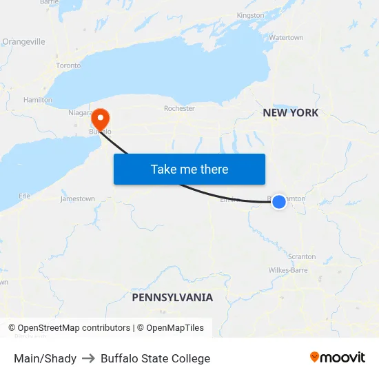 Main/Shady to Buffalo State College map