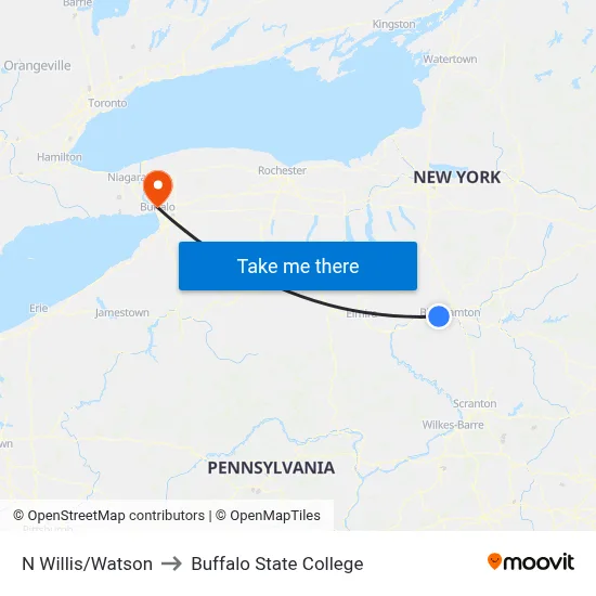 N Willis/Watson to Buffalo State College map