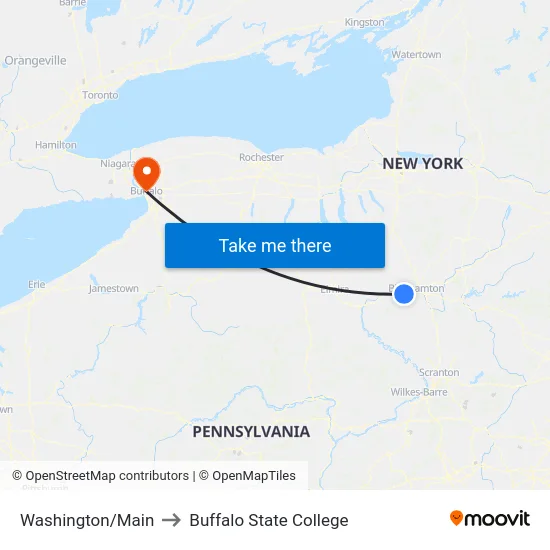 Washington/Main to Buffalo State College map