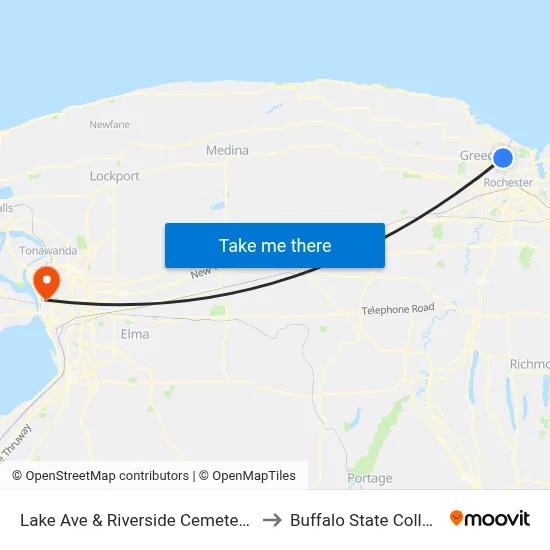 Lake Ave & Riverside Cemetery 2 to Buffalo State College map