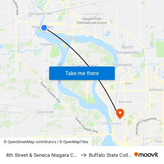 4th Street & Seneca Niagara Casino to Buffalo State College map