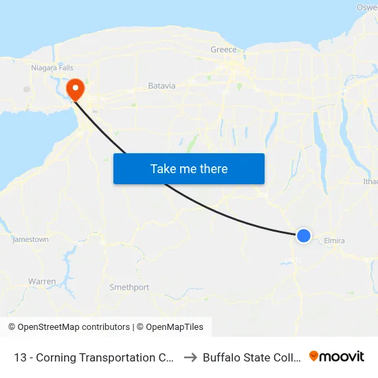 13 - Corning Transportation Center to Buffalo State College map