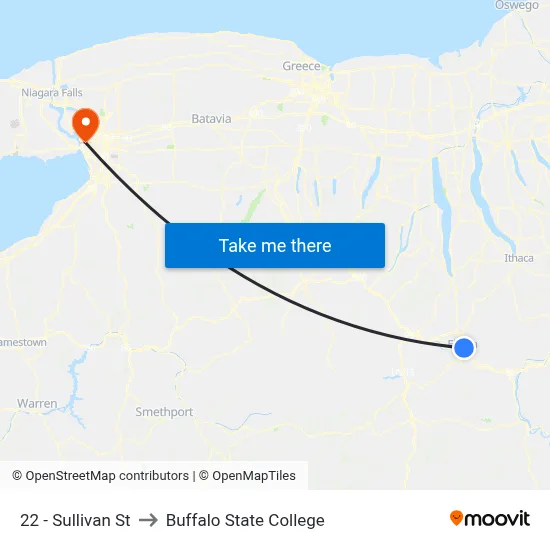 22 - Sullivan St to Buffalo State College map