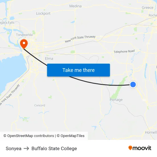 Sonyea to Buffalo State College map