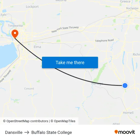 Dansville to Buffalo State College map