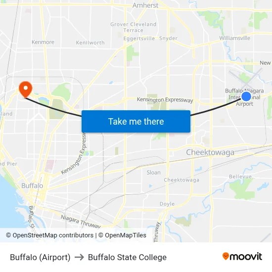 Buffalo (Airport) to Buffalo State College map