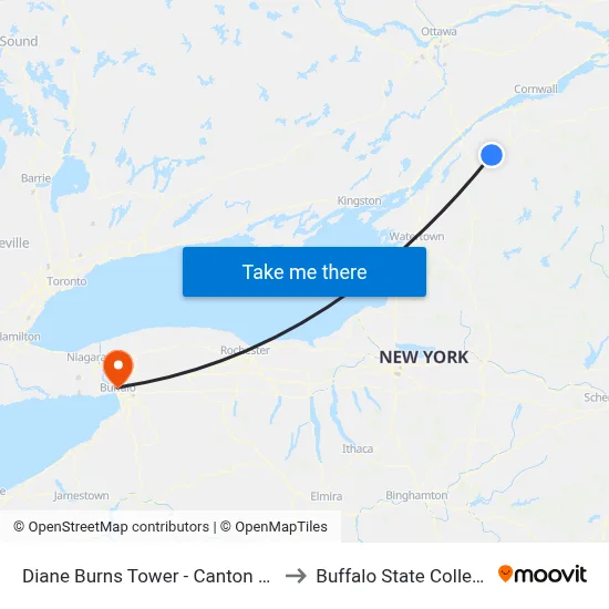 Diane Burns Tower - Canton Ob to Buffalo State College map