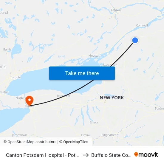 Canton Potsdam Hospital - Potsdam Ib to Buffalo State College map