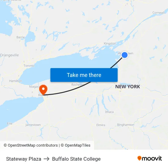 Stateway Plaza to Buffalo State College map