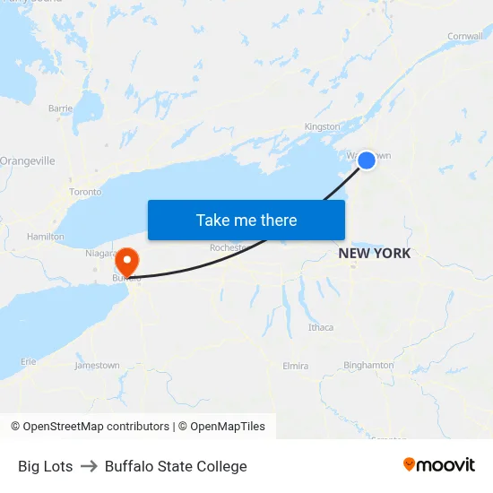Big Lots to Buffalo State College map