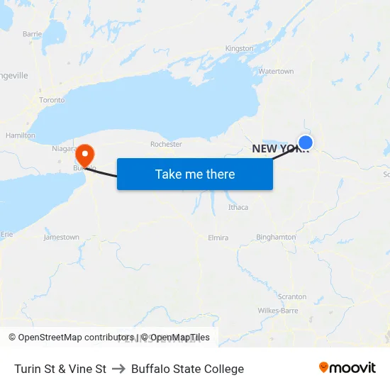 Turin St & Vine St to Buffalo State College map
