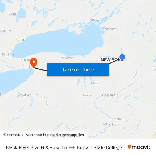 Black River Blvd N & Rose Ln to Buffalo State College map