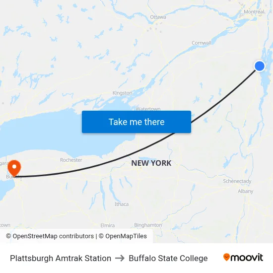 Plattsburgh Amtrak Station to Buffalo State College map