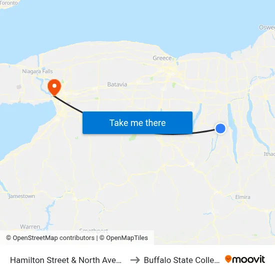 Hamilton Street & North Avenue to Buffalo State College map