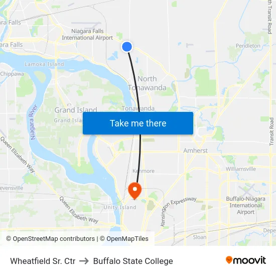 Wheatfield Sr. Ctr to Buffalo State College map