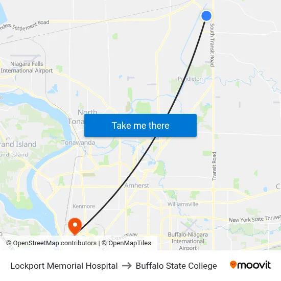 Lockport Memorial Hospital to Buffalo State College map