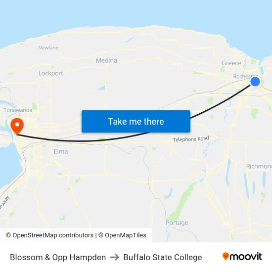 Blossom & Opp Hampden to Buffalo State College map