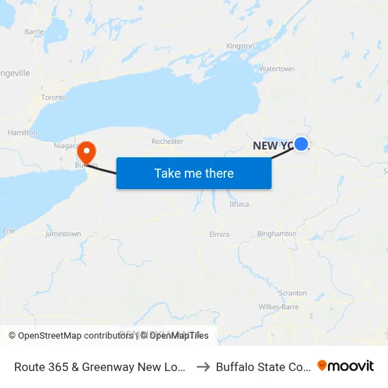 Route 365 & Greenway New London Rd to Buffalo State College map